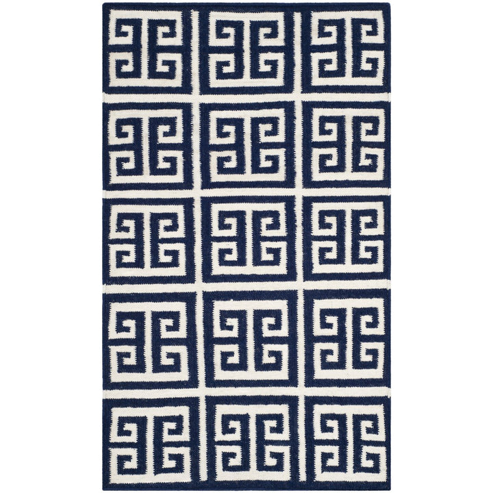 SAFAVIEH Dhurries DHU626D Handwoven Navy / Ivory Rug Image 1