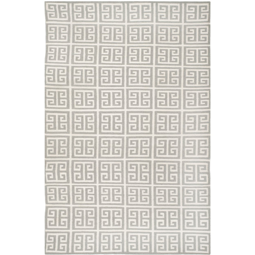 SAFAVIEH Dhurries DHU626B Handwoven Grey / Ivory Rug Image 1