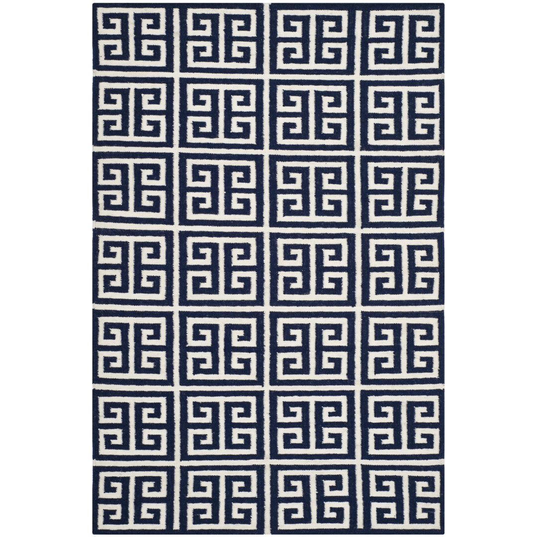 SAFAVIEH Dhurries DHU626D Handwoven Navy / Ivory Rug Image 4