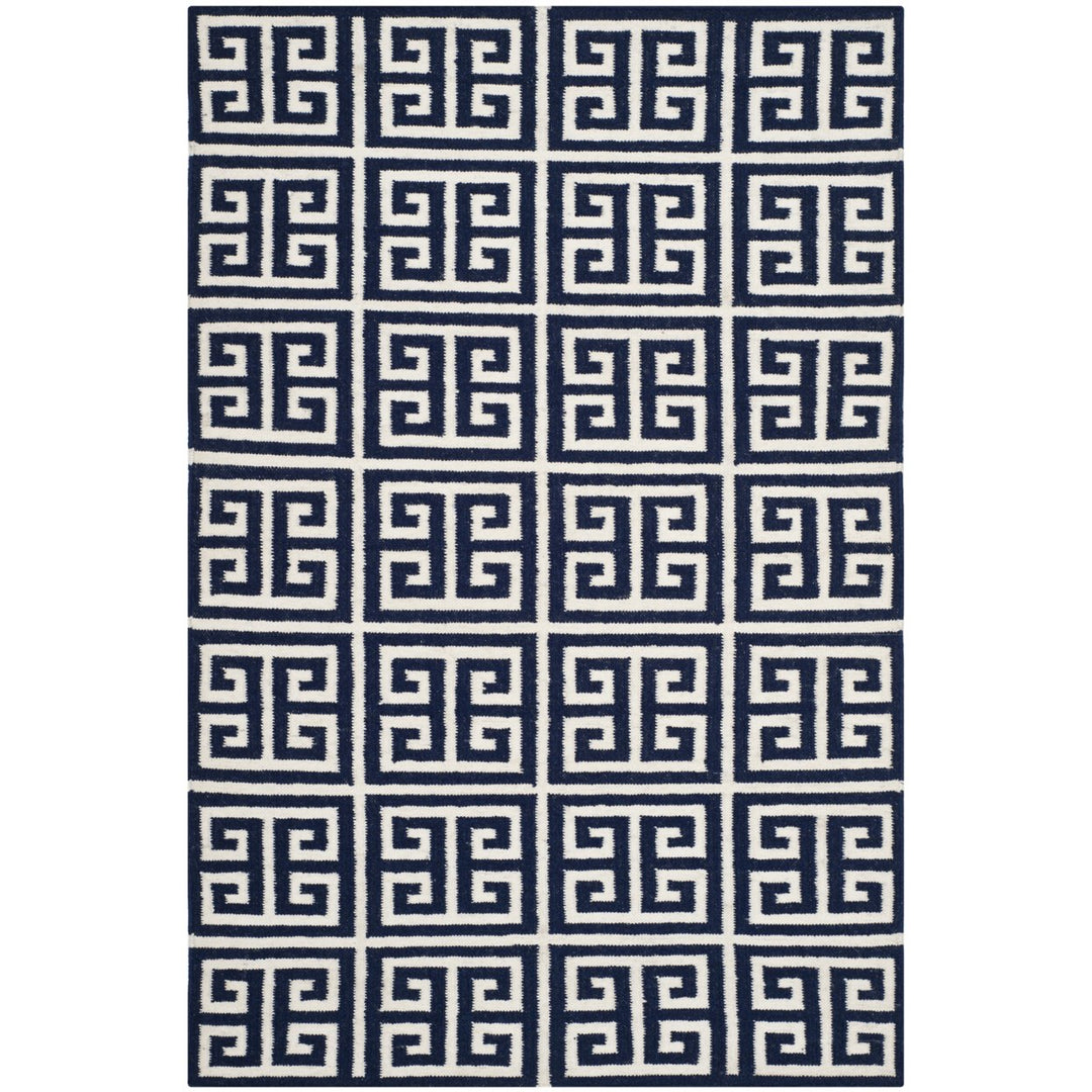 SAFAVIEH Dhurries DHU626D Handwoven Navy / Ivory Rug Image 1