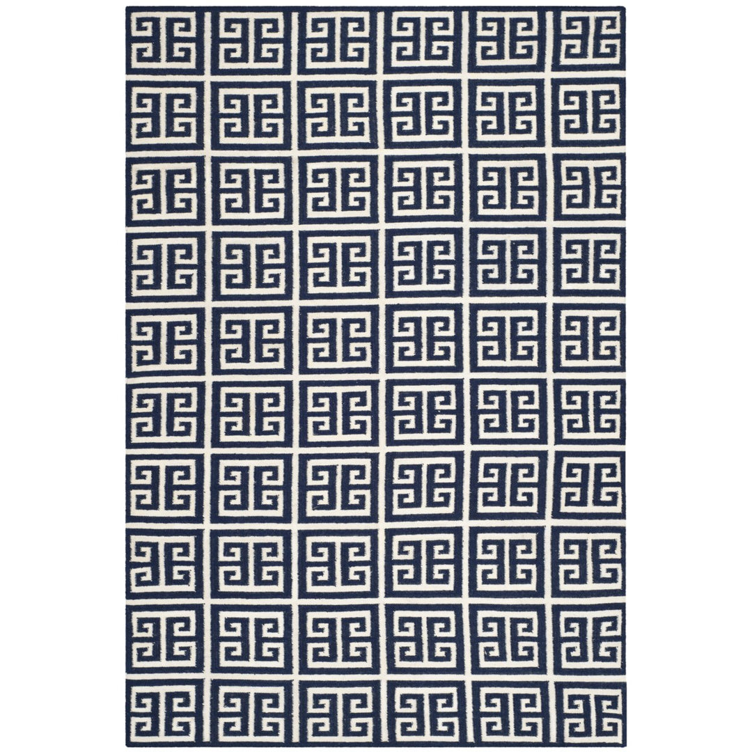 SAFAVIEH Dhurries DHU626D Handwoven Navy / Ivory Rug Image 1