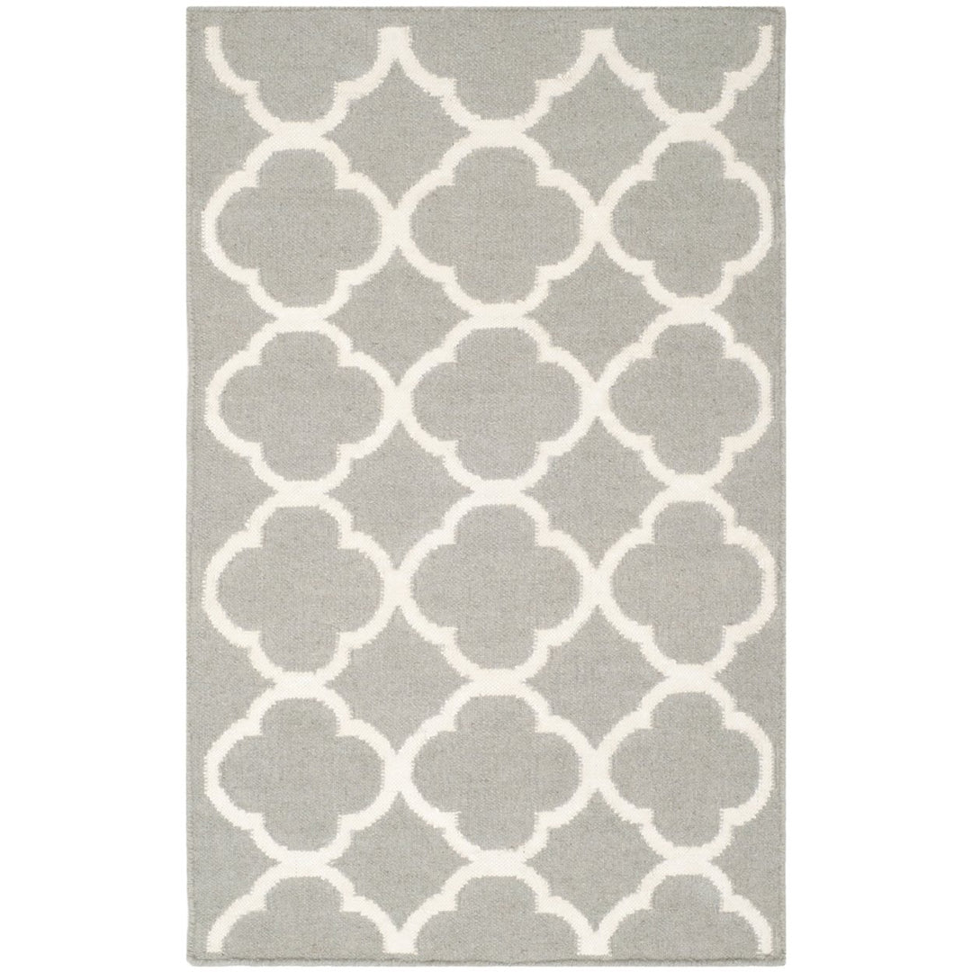 SAFAVIEH Dhurries DHU627B Handwoven Grey / Ivory Rug Image 2