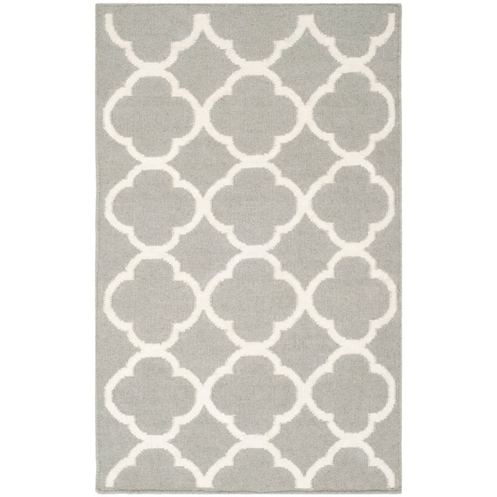 SAFAVIEH Dhurries DHU627B Handwoven Grey / Ivory Rug Image 2