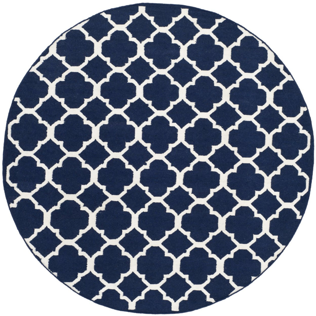 SAFAVIEH Dhurries DHU627D Handwoven Navy / Ivory Rug Image 1