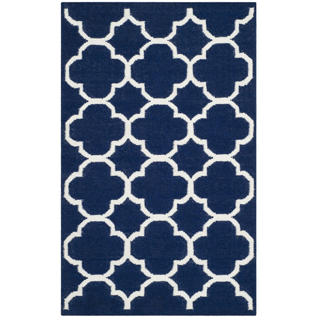 SAFAVIEH Dhurries DHU627D Handwoven Navy / Ivory Rug Image 1