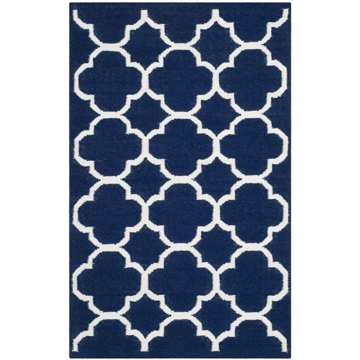 SAFAVIEH Dhurries DHU627D Handwoven Navy / Ivory Rug Image 1