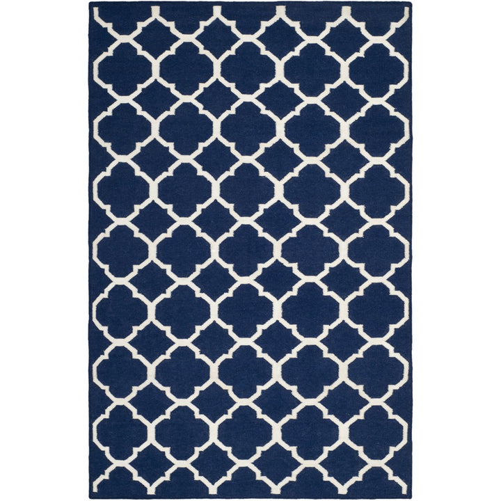 SAFAVIEH Dhurries DHU627D Handwoven Navy / Ivory Rug Image 1