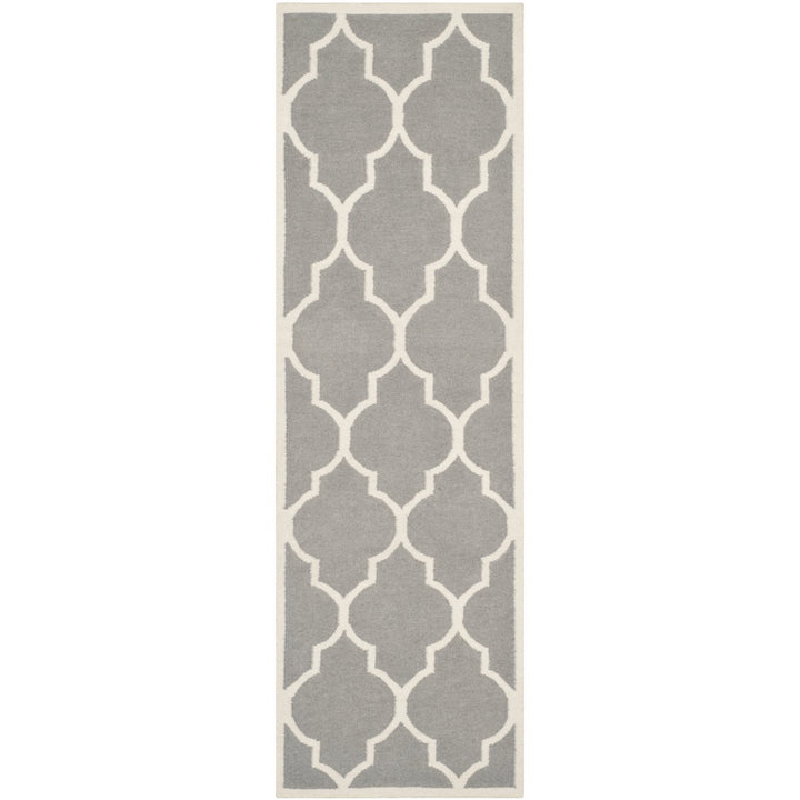 SAFAVIEH Dhurries DHU632B Handwoven Grey / Ivory Rug Image 1