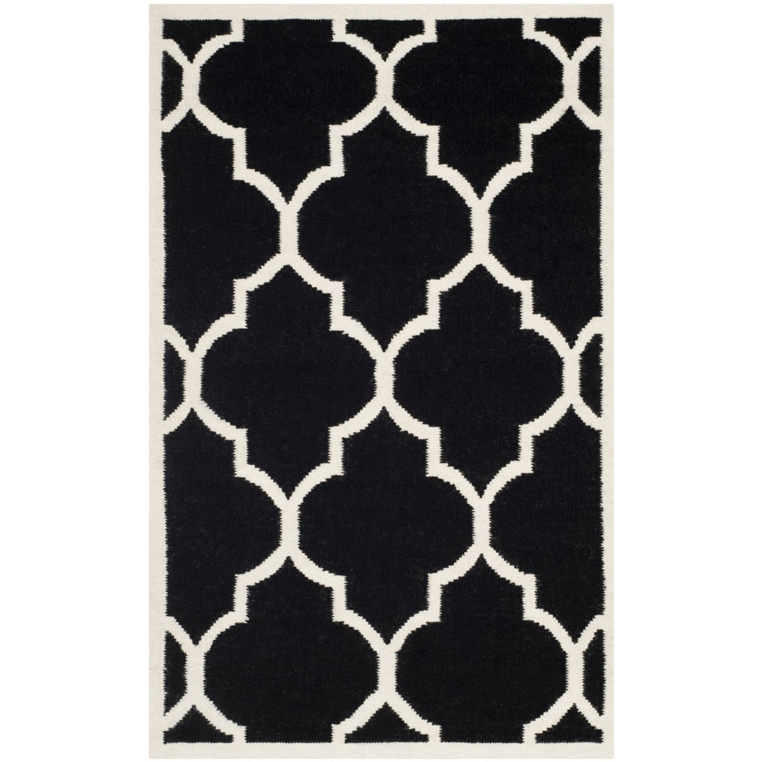 SAFAVIEH Dhurries DHU632A Handwoven Black / Ivory Rug Image 1