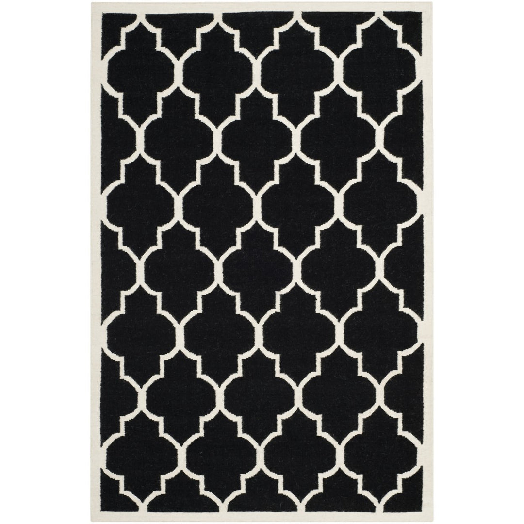 SAFAVIEH Dhurries DHU632A Handwoven Black / Ivory Rug Image 1