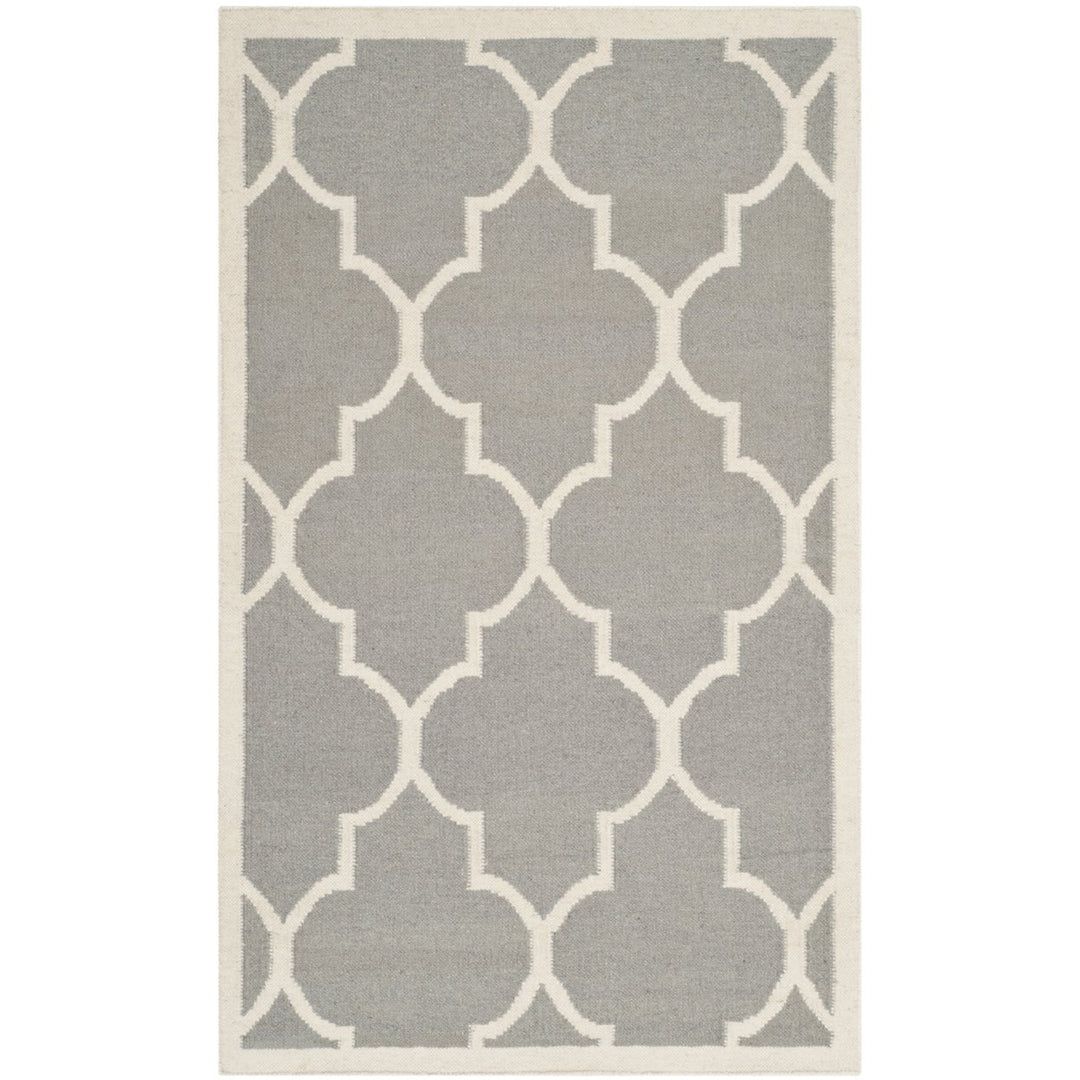 SAFAVIEH Dhurries DHU632B Handwoven Grey / Ivory Rug Image 1