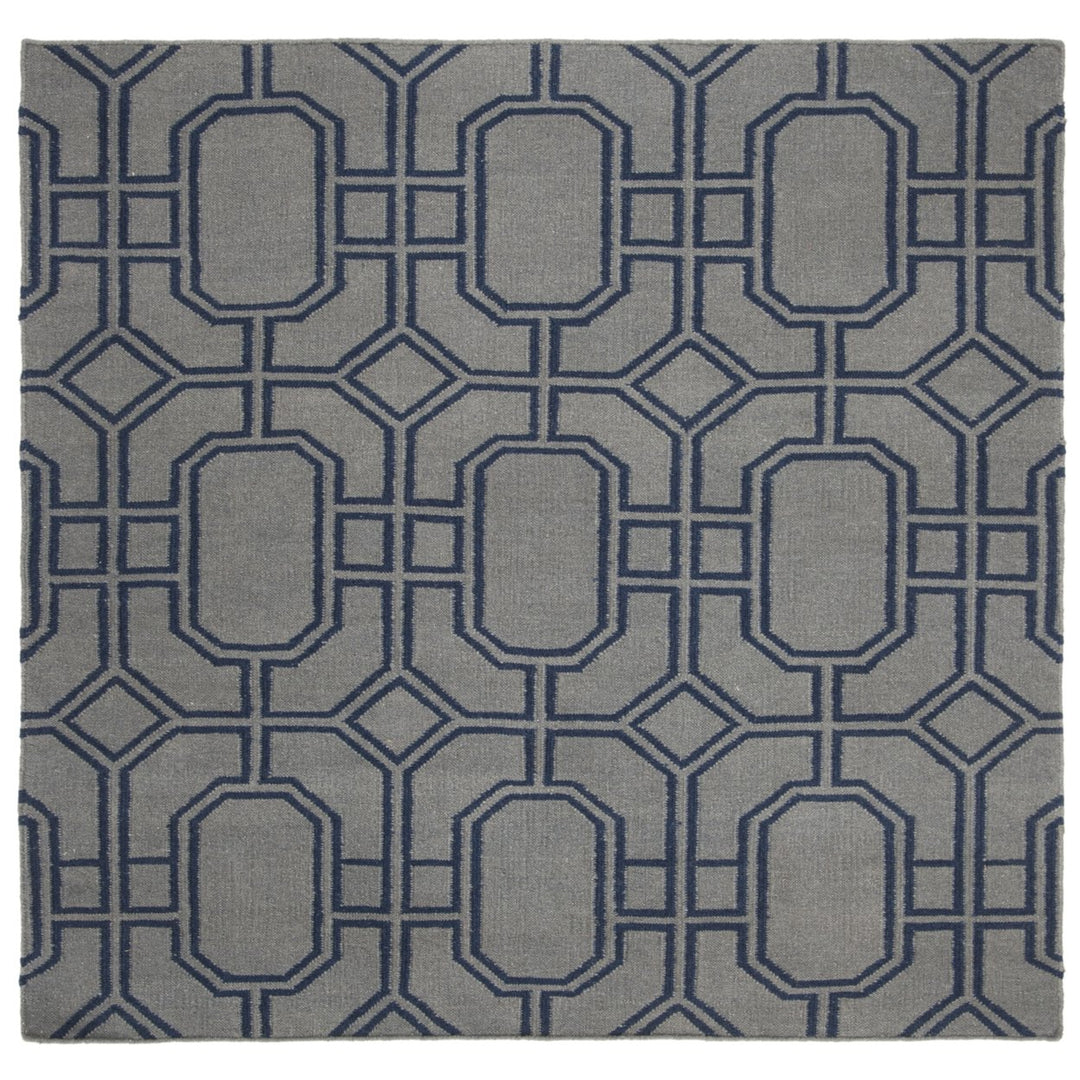 SAFAVIEH Dhurries DHU860C Handwoven Grey / Dark Blue Rug Image 1