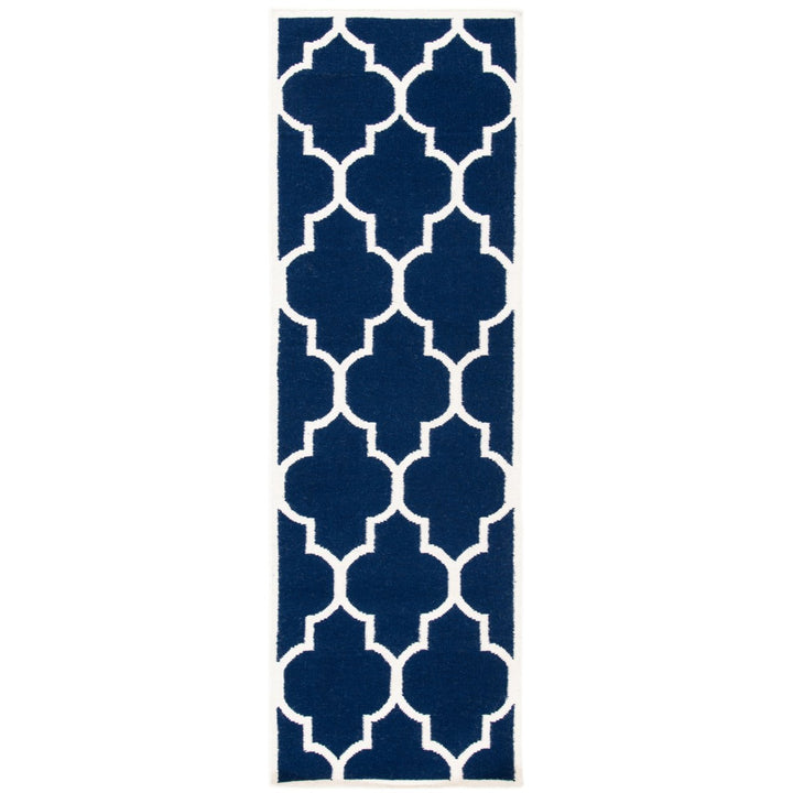 SAFAVIEH Dhurries DHU632D Handwoven Navy / Ivory Rug Image 1