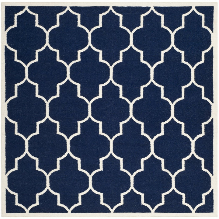 SAFAVIEH Dhurries DHU632D Handwoven Navy / Ivory Rug Image 1