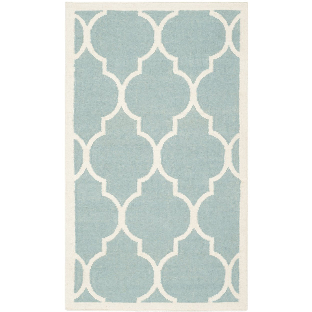 SAFAVIEH Dhurries DHU632C Light Blue / Ivory Rug Image 1