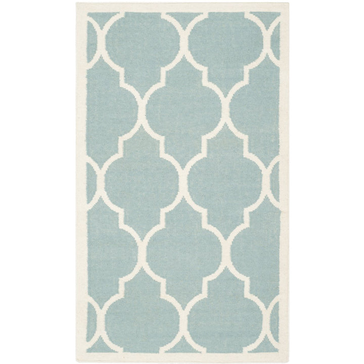 SAFAVIEH Dhurries DHU632C Light Blue / Ivory Rug Image 1