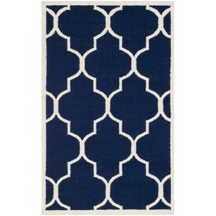 SAFAVIEH Dhurries DHU632D Handwoven Navy / Ivory Rug Image 1