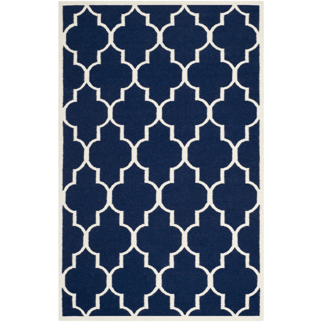 SAFAVIEH Dhurries DHU632D Handwoven Navy / Ivory Rug Image 10