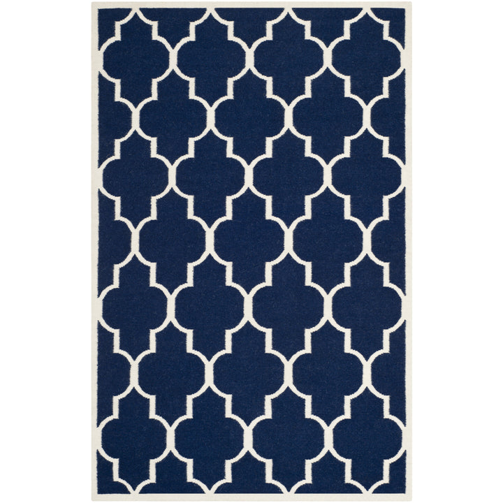 SAFAVIEH Dhurries DHU632D Handwoven Navy / Ivory Rug Image 10