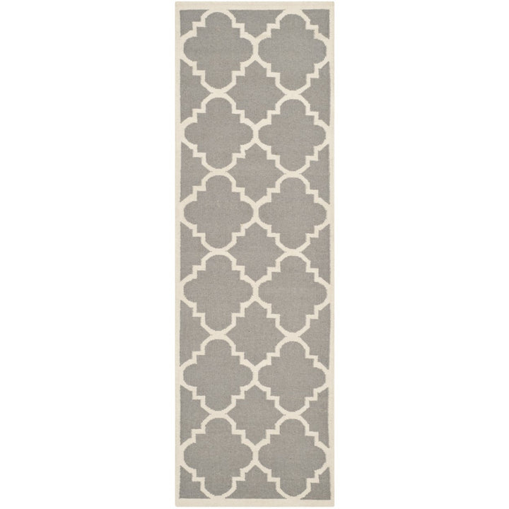 SAFAVIEH Dhurries DHU633B Handwoven Grey / Ivory Rug Image 1