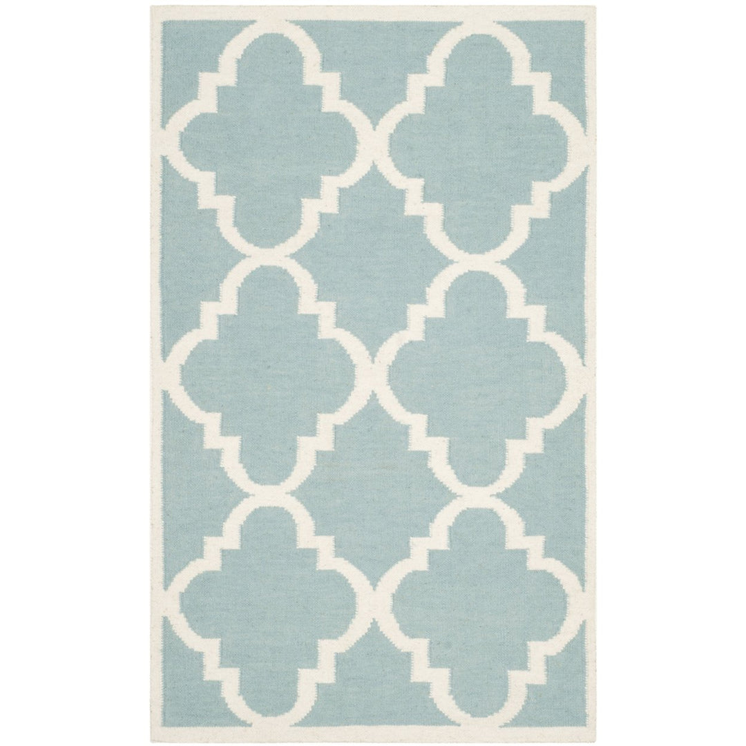 SAFAVIEH Dhurries DHU633C Light Blue / Ivory Rug Image 1