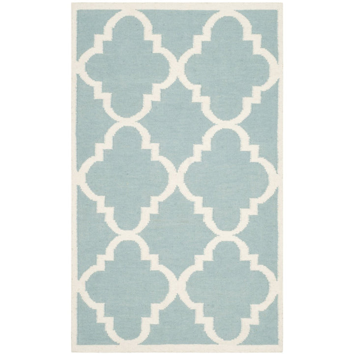 SAFAVIEH Dhurries DHU633C Light Blue / Ivory Rug Image 1