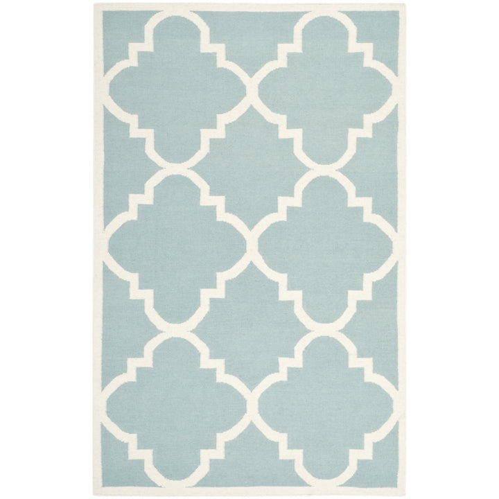 SAFAVIEH Dhurries DHU633C Light Blue / Ivory Rug Image 1