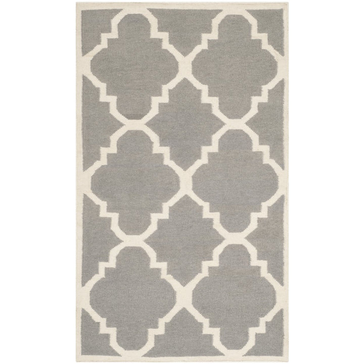 SAFAVIEH Dhurries DHU633B Handwoven Grey / Ivory Rug Image 1