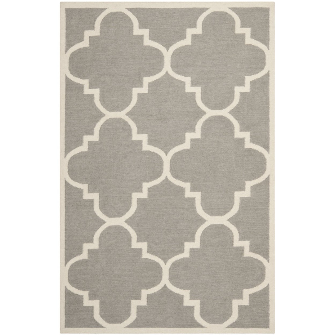 SAFAVIEH Dhurries DHU633B Handwoven Grey / Ivory Rug Image 1