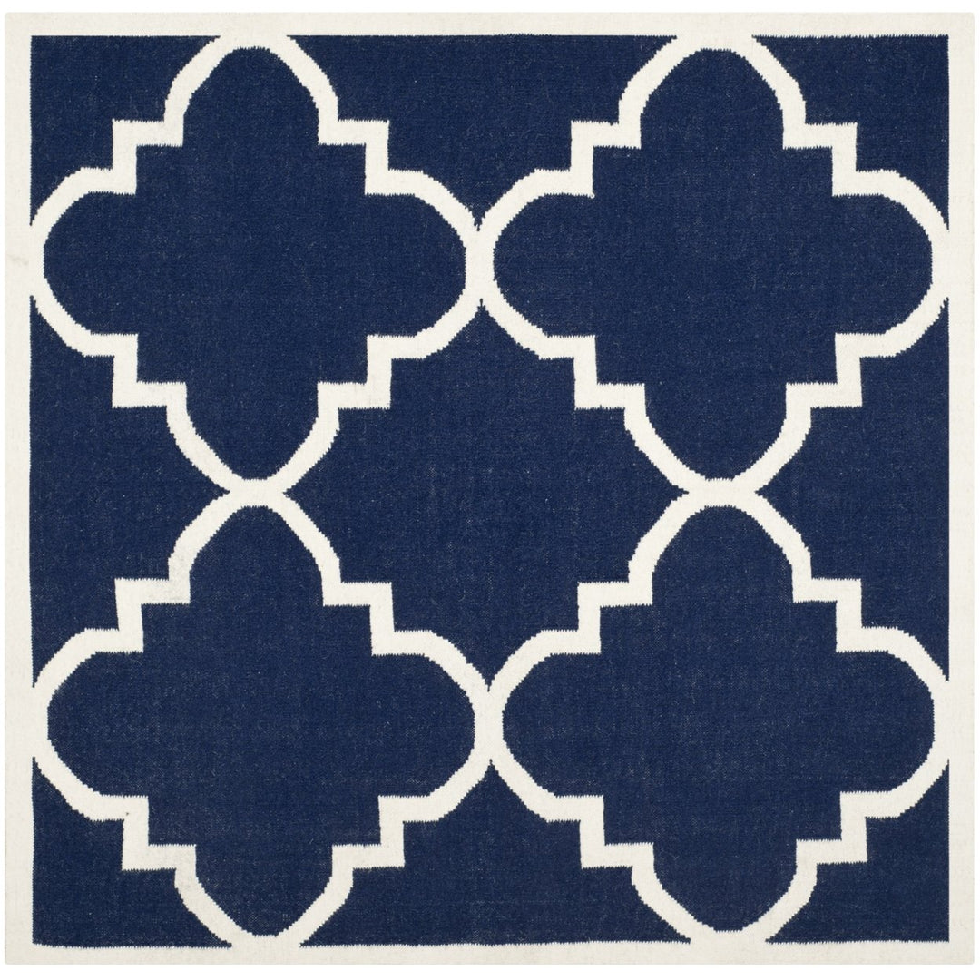 SAFAVIEH Dhurries DHU633D Handwoven Navy / Ivory Rug Image 1