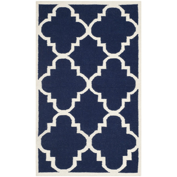 SAFAVIEH Dhurries DHU633D Handwoven Navy / Ivory Rug Image 1