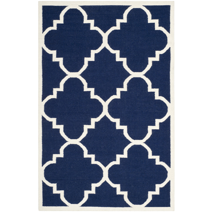 SAFAVIEH Dhurries DHU633D Handwoven Navy / Ivory Rug Image 1