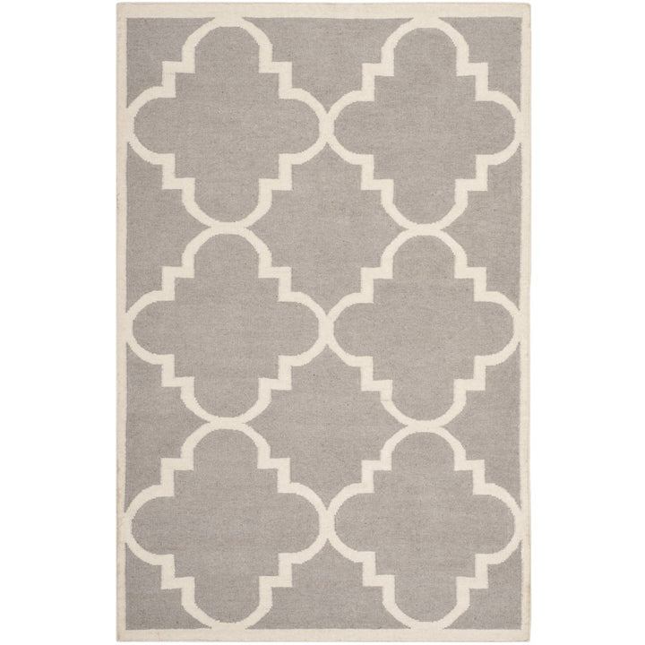 SAFAVIEH Dhurries DHU633G Handwoven Dark Grey /Ivory Rug Image 1