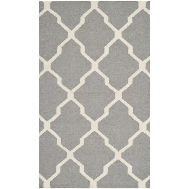 SAFAVIEH Dhurries DHU634B Handwoven Grey / Ivory Rug Image 1