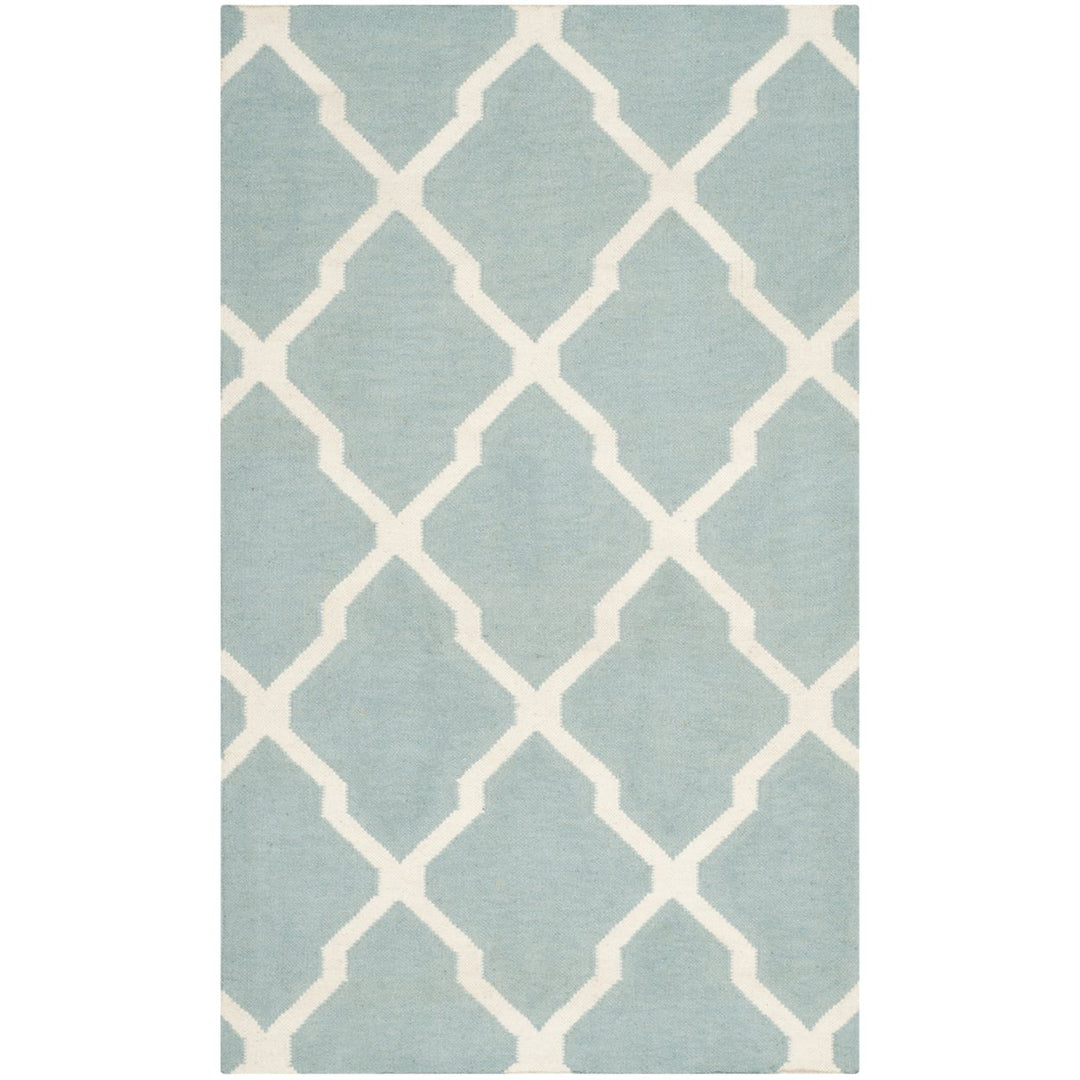 SAFAVIEH Dhurries DHU634C Light Blue / Ivory Rug Image 1