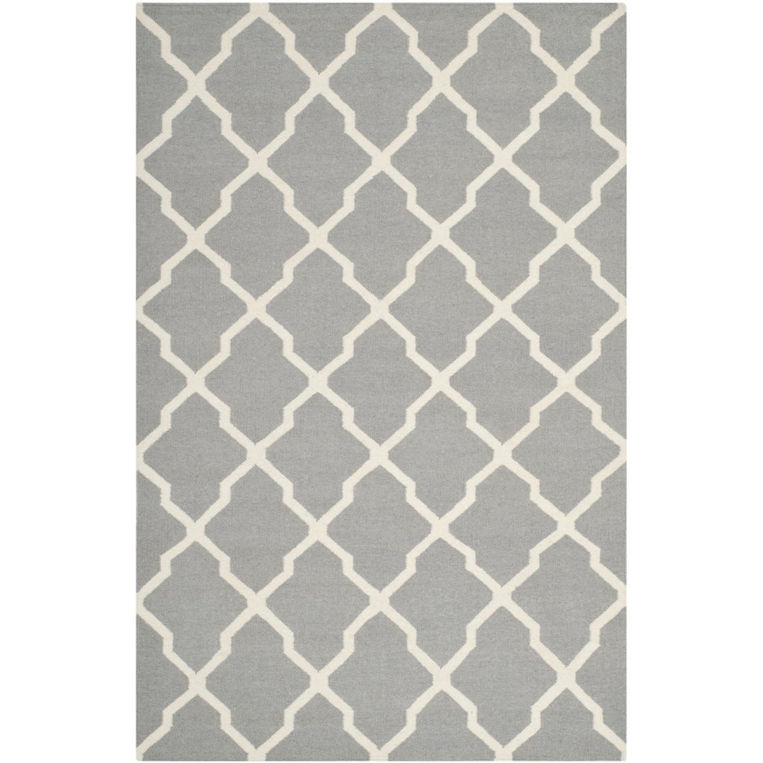 SAFAVIEH Dhurries DHU634B Handwoven Grey / Ivory Rug Image 1