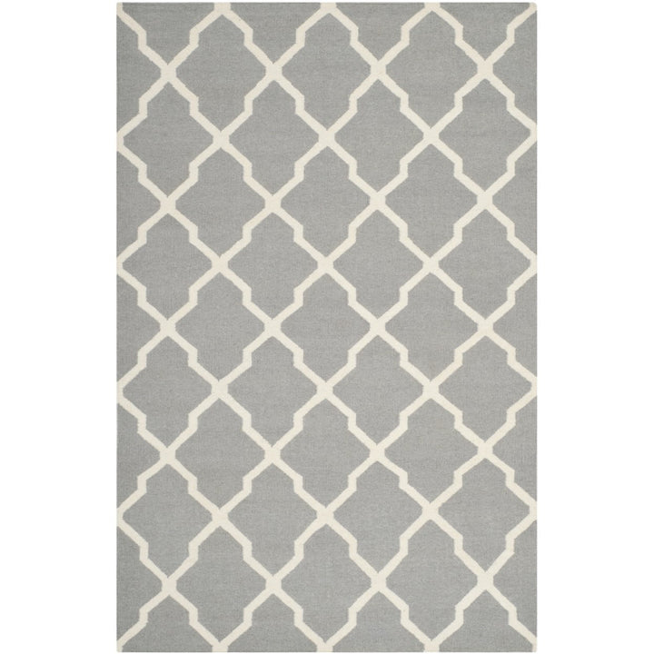 SAFAVIEH Dhurries DHU634B Handwoven Grey / Ivory Rug Image 1