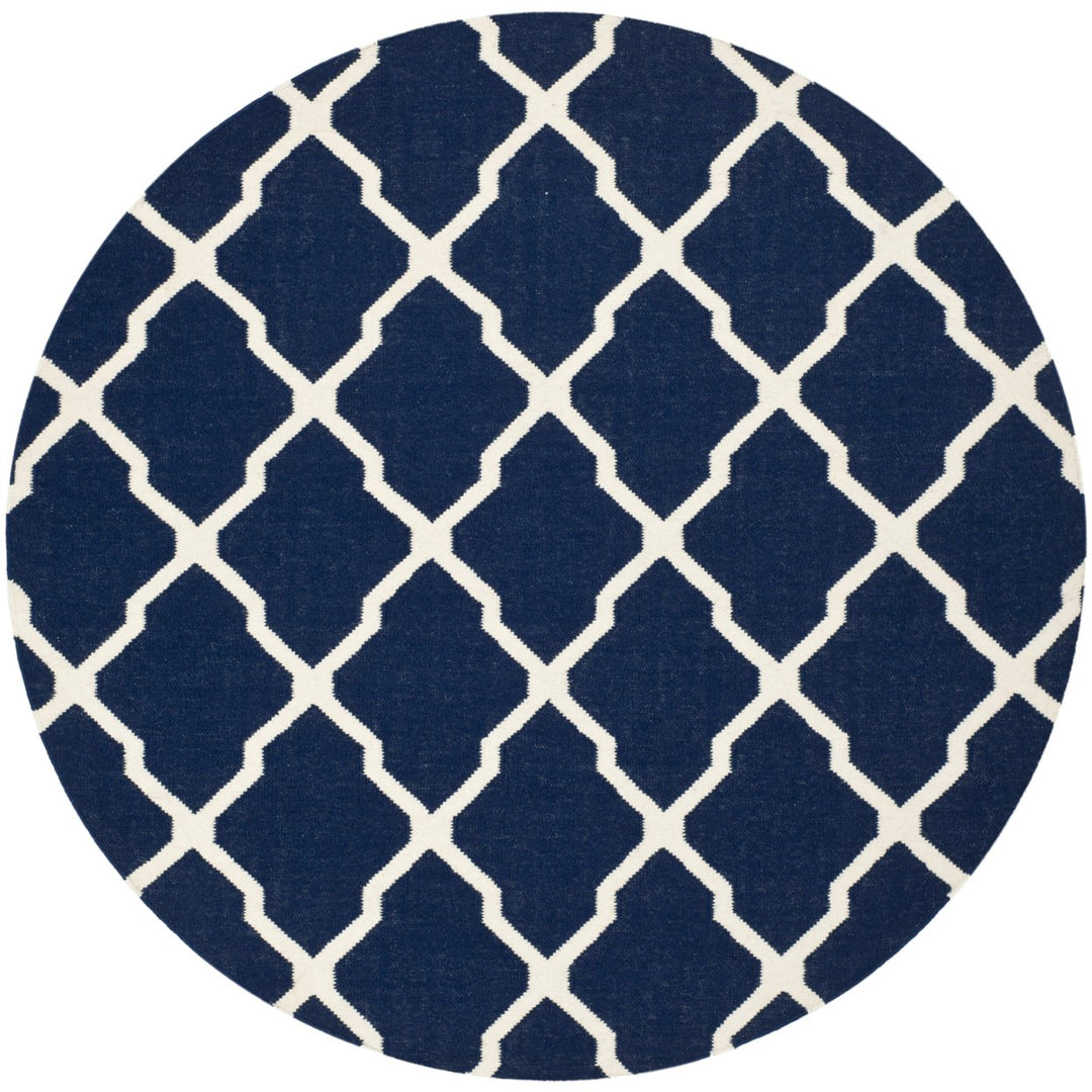 SAFAVIEH Dhurries DHU634D Handwoven Navy / Ivory Rug Image 1