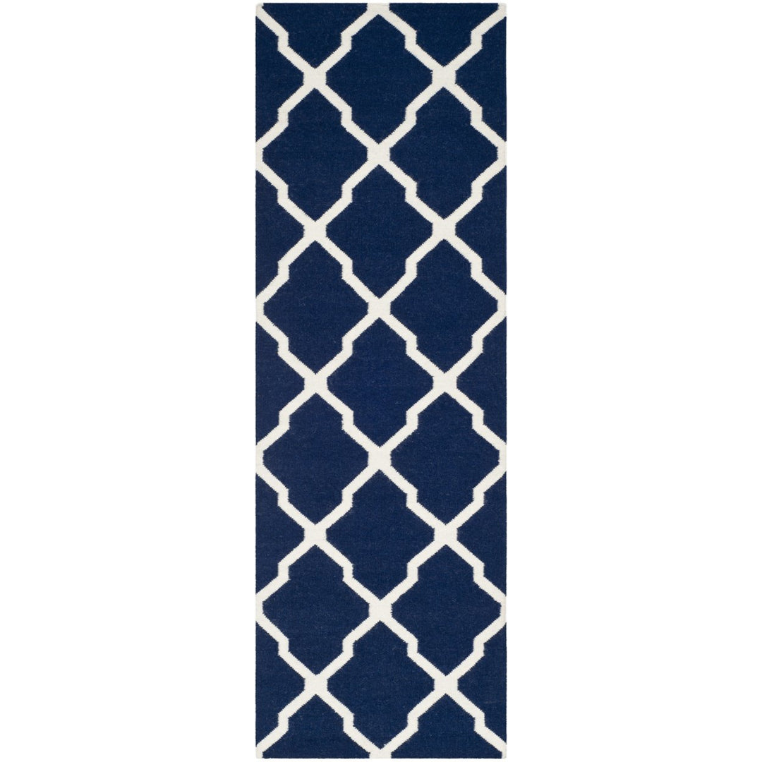 SAFAVIEH Dhurries DHU634D Handwoven Navy / Ivory Rug Image 1