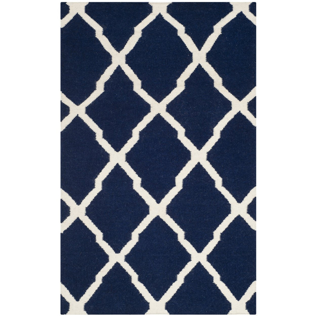 SAFAVIEH Dhurries DHU634D Handwoven Navy / Ivory Rug Image 1