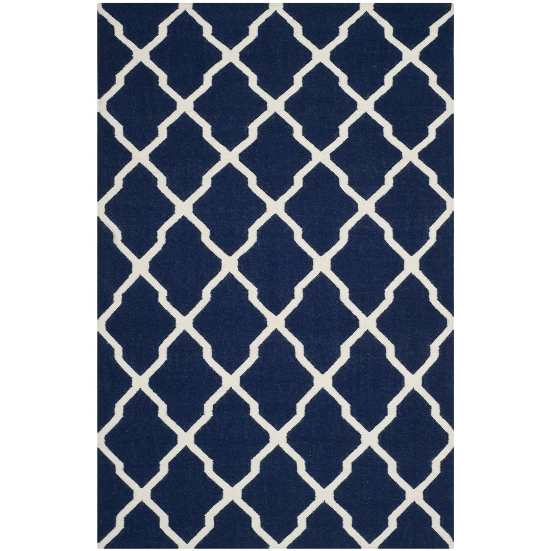 SAFAVIEH Dhurries DHU634D Handwoven Navy / Ivory Rug Image 1