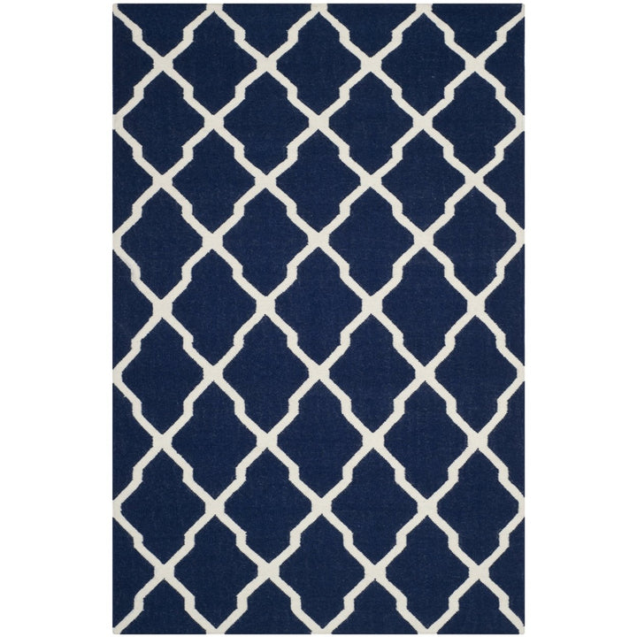 SAFAVIEH Dhurries DHU634D Handwoven Navy / Ivory Rug Image 1