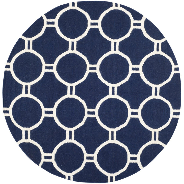 SAFAVIEH Dhurries DHU636D Handwoven Navy / Ivory Rug Image 1