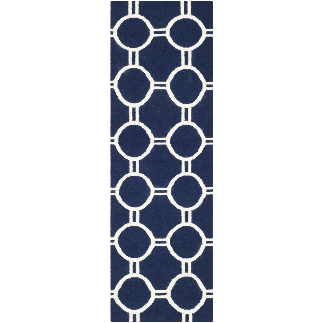 SAFAVIEH Dhurries DHU636D Handwoven Navy / Ivory Rug Image 1