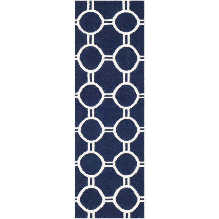 SAFAVIEH Dhurries DHU636D Handwoven Navy / Ivory Rug Image 1