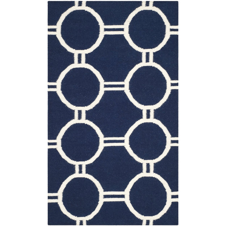 SAFAVIEH Dhurries DHU636D Handwoven Navy / Ivory Rug Image 1