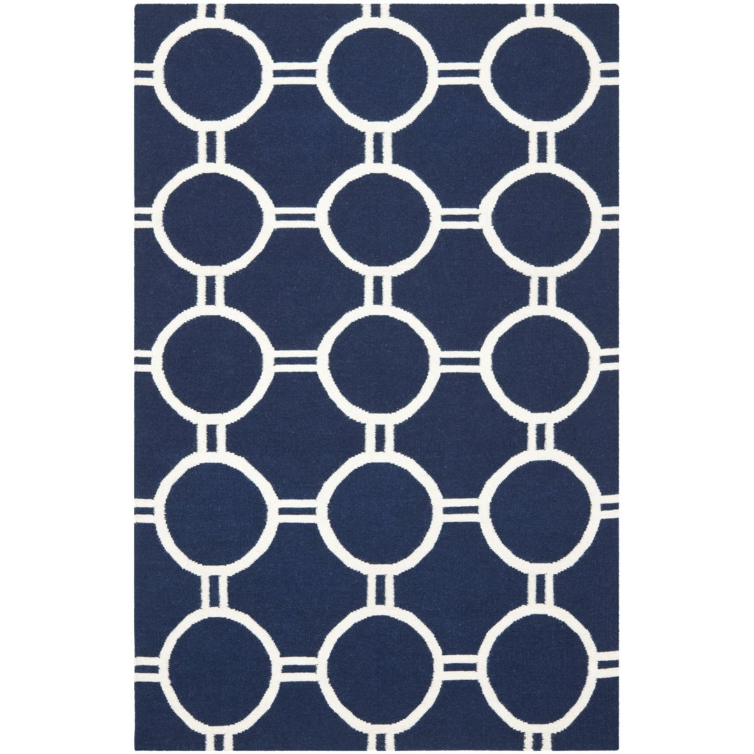 SAFAVIEH Dhurries DHU636D Handwoven Navy / Ivory Rug Image 1