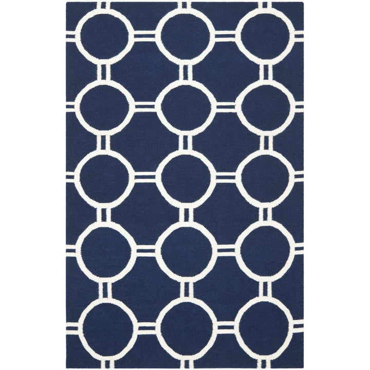 SAFAVIEH Dhurries DHU636D Handwoven Navy / Ivory Rug Image 1