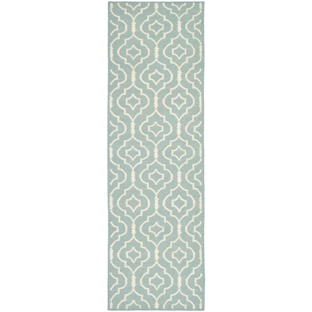 SAFAVIEH Dhurries DHU637C Light Blue / Ivory Rug Image 1