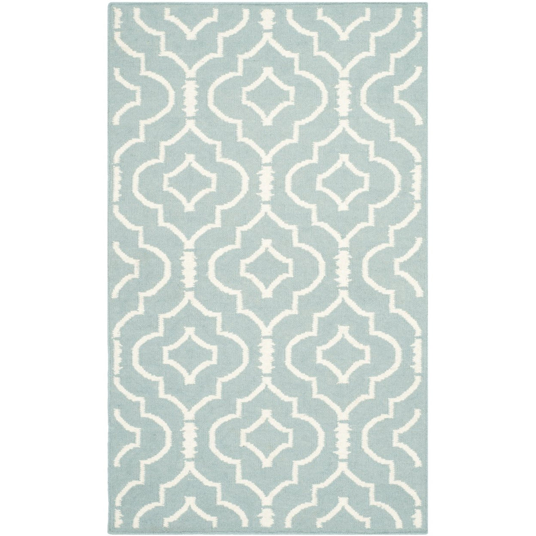 SAFAVIEH Dhurries DHU637C Light Blue / Ivory Rug Image 1